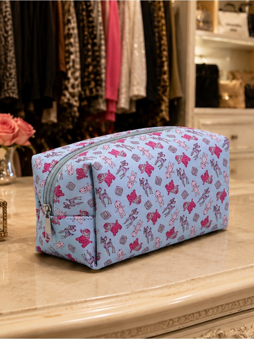 Kidcore Pastel Makeup Bag featuring a sweet nostalgic print with baby dolls.NWT